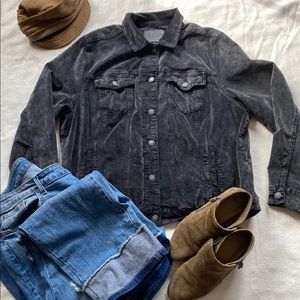 Lucky velvet jean jacket in blackish gray